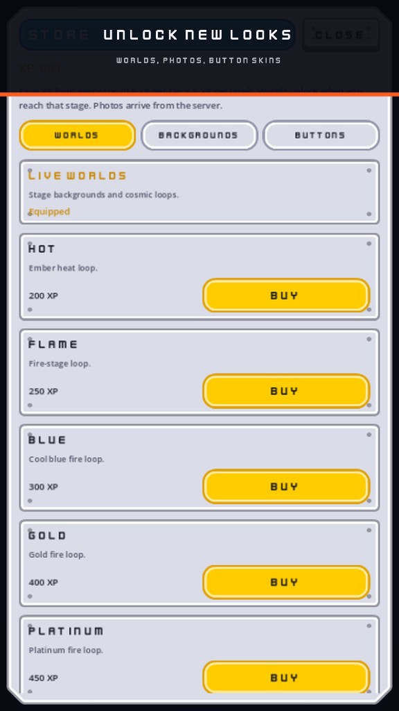 Smash Button – Store und Skins